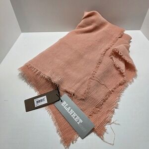 Modena New York Blanket Scarf Peach Ribbed Knit Frayed Edge Shawl Wrap NEW